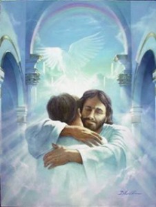 1-Jesus Hugging image011Jesushuggingalovedonewithdoveinbackground